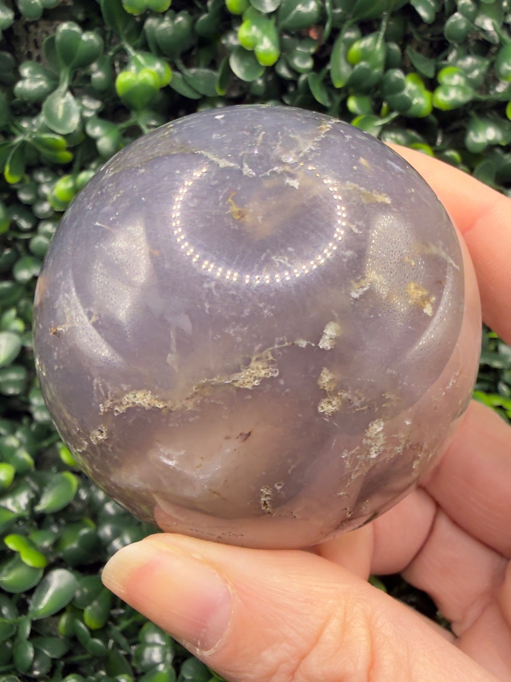 Druzy Moss Agate Sphere 60mm - Picture 5 of 9